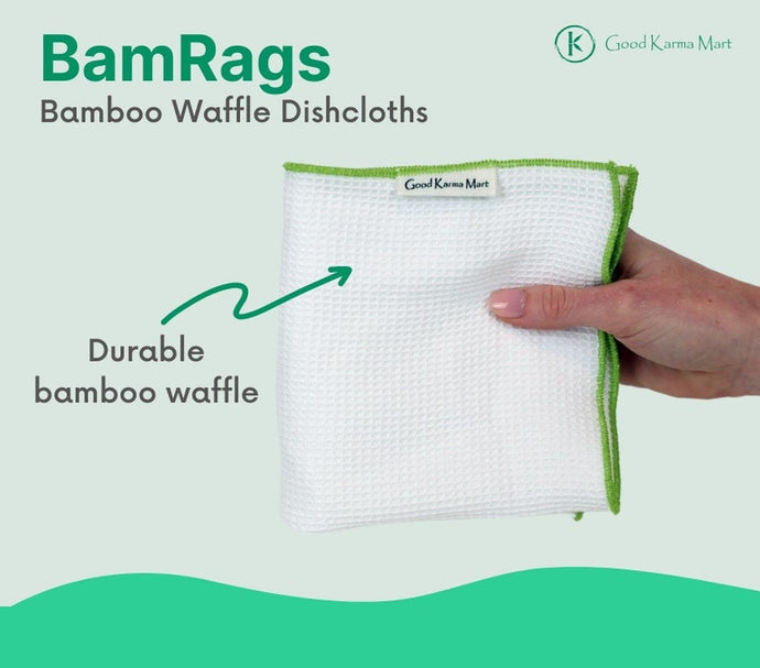 100% Bamboo Waffle Dish Cloth & Cleaning Cloth - Reusable Cleaning Rags & Towels